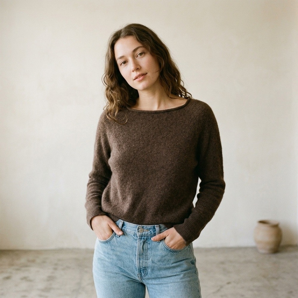 Quince Womens Mongolian Cashmere Boatneck Sweater XS Brown Raglan Quiet Luxury
